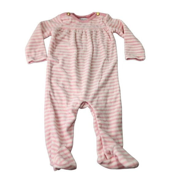 Ralph Lauren Velour Footed One Piece Pajama Snap Bottom Good Button 6M - Picture 1 of 9